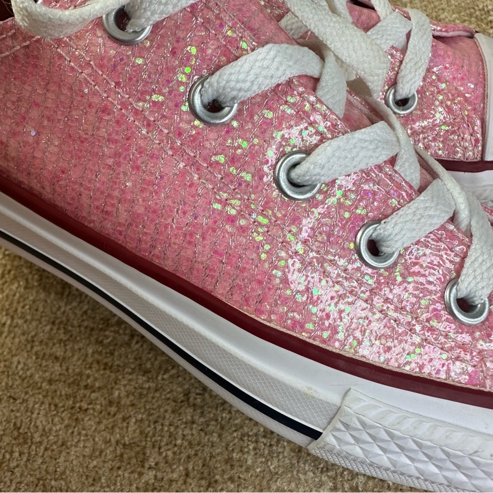Converse Chuck Taylor All Star Pink Glitter Sneakers Girls Junior 2 - Picture 13 of 13
